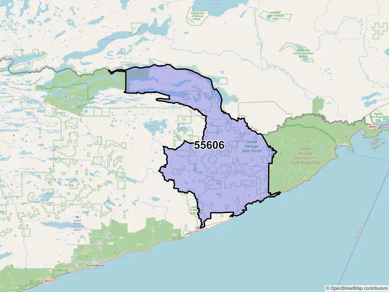 Map of ZIP Code 55606 — Hovland, MN