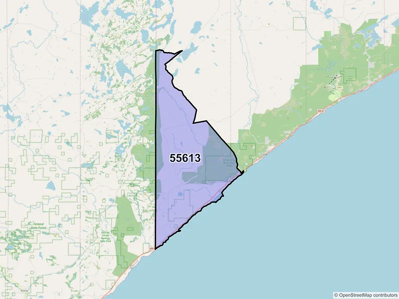 Map of ZIP Code 55613 — Schroeder, MN
