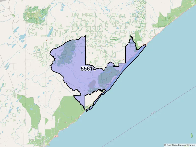 Map of ZIP Code 55614 — Silver Bay, MN
