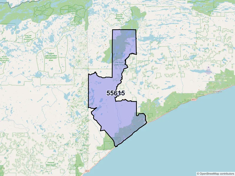 Map of ZIP Code 55615 — Tofte, MN