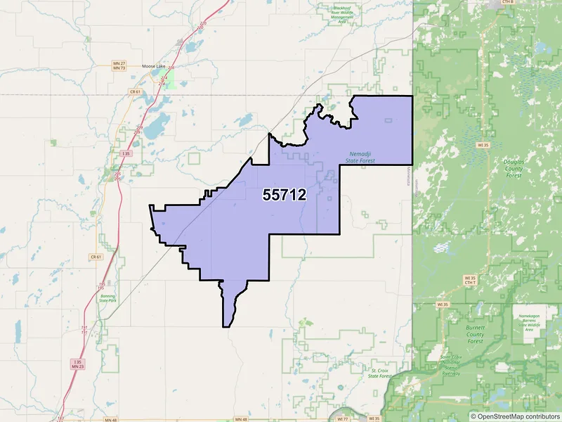 Map of ZIP Code 55712 — Bruno, MN