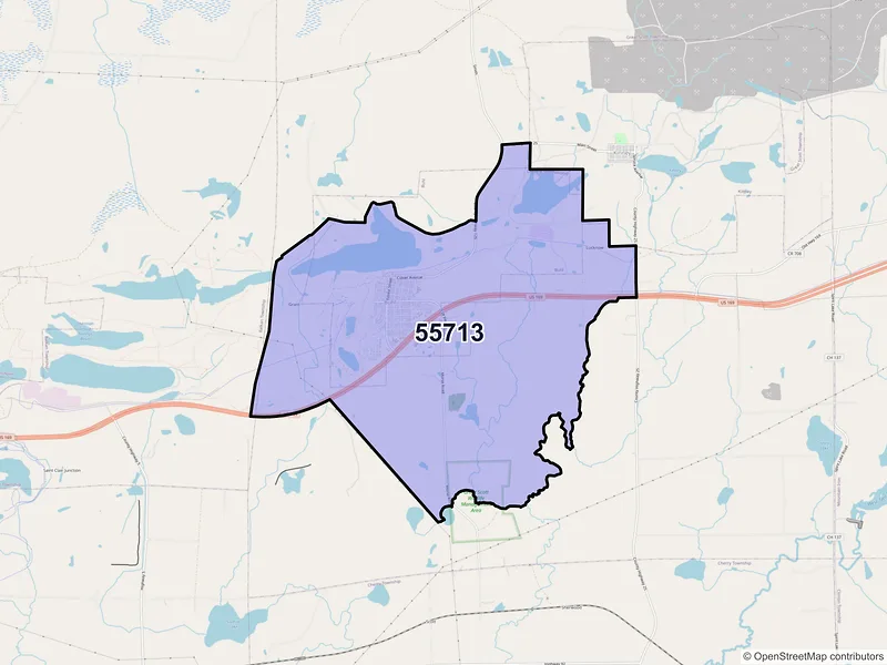 Map of Buhl, Minnesota and ZIP codes
