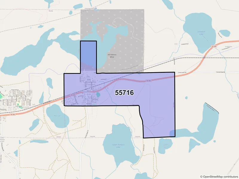 Map of Calumet, Minnesota and ZIP codes