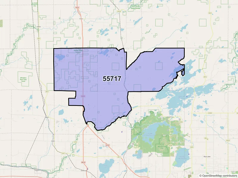 Map of Canyon, Minnesota and ZIP codes