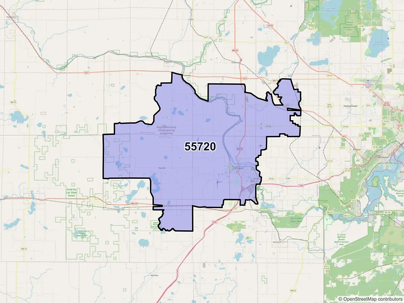 Map of ZIP Code 55720 — Cloquet, MN