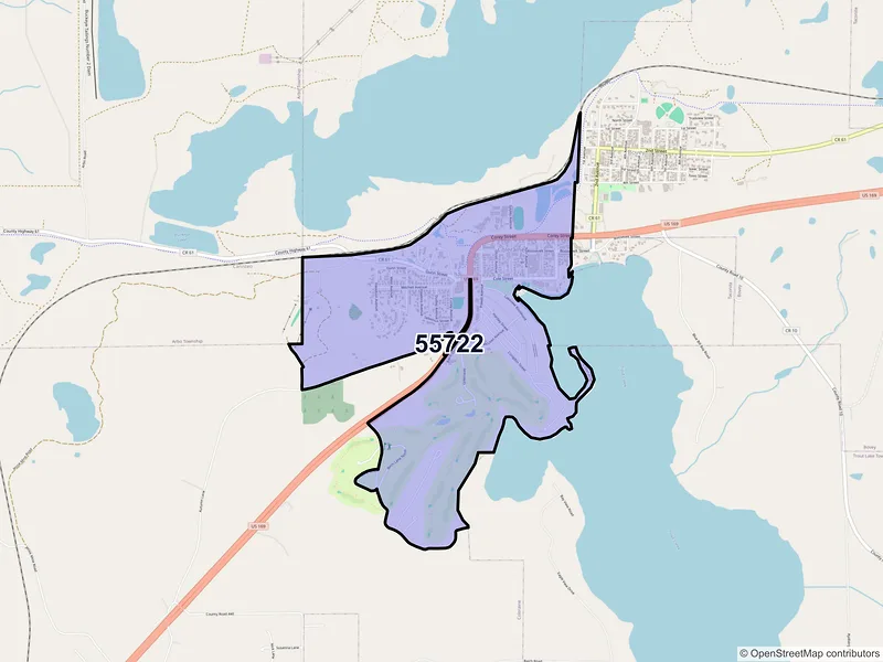 Map of Coleraine, Minnesota and ZIP codes