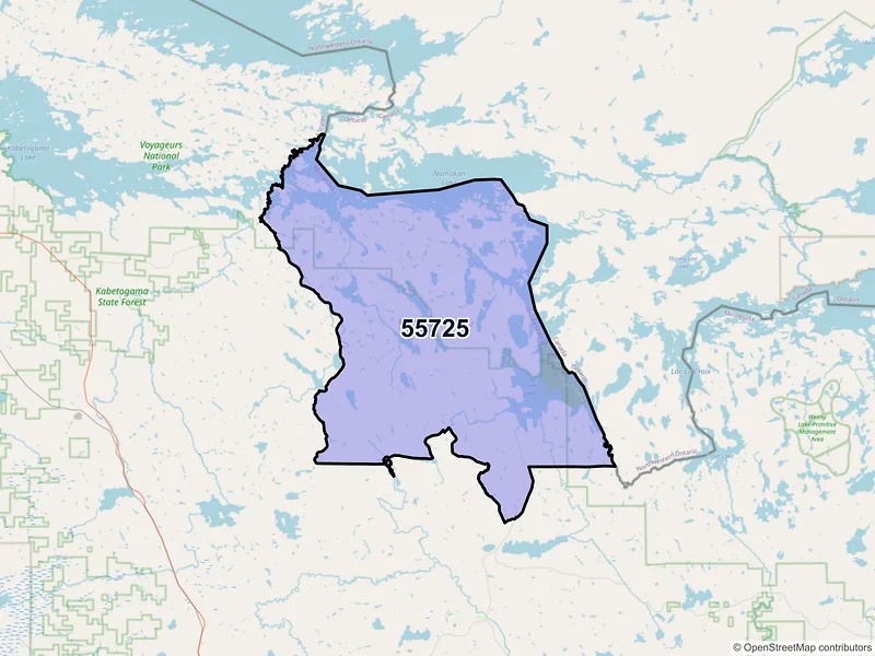 Map of ZIP Code 55725 — Crane Lake, MN