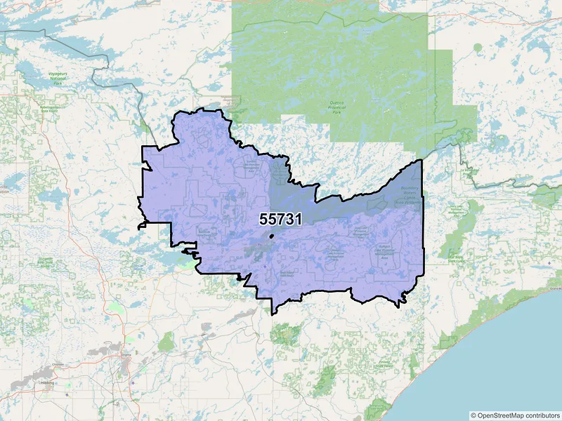 Map of ZIP Code 55731 — Ely, MN