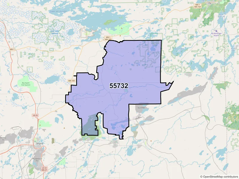 Map of ZIP Code 55732 — Embarrass, MN