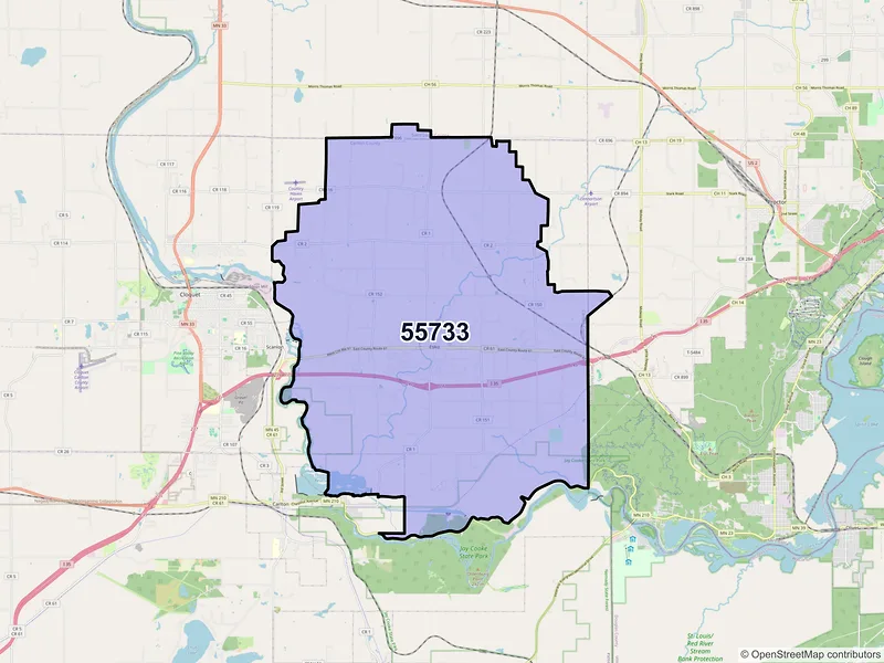 Map of ZIP Code 55733 — Esko, MN