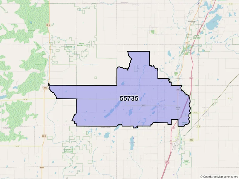 Map of ZIP Code 55735 — Finlayson, MN