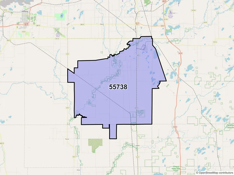 Map of ZIP Code 55738 — Forbes, MN