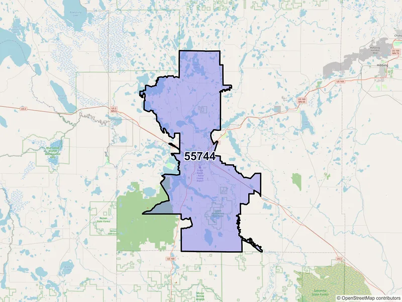 Map of ZIP Code 55744 — Grand Rapids, MN