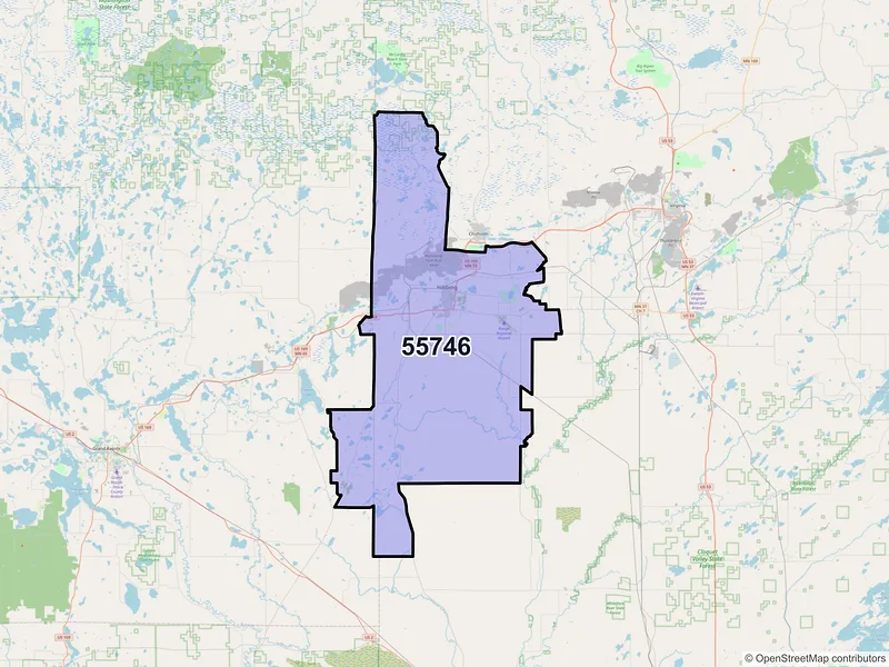 Map of ZIP Code 55746 — Hibbing, MN
