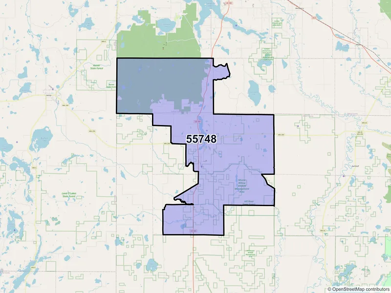 Map of ZIP Code 55748 — Hill City, MN