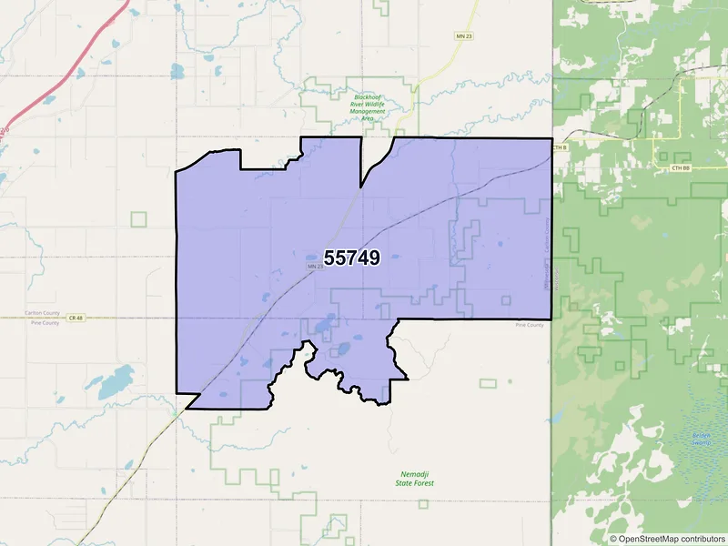 Map of Holyoke, Minnesota and ZIP codes