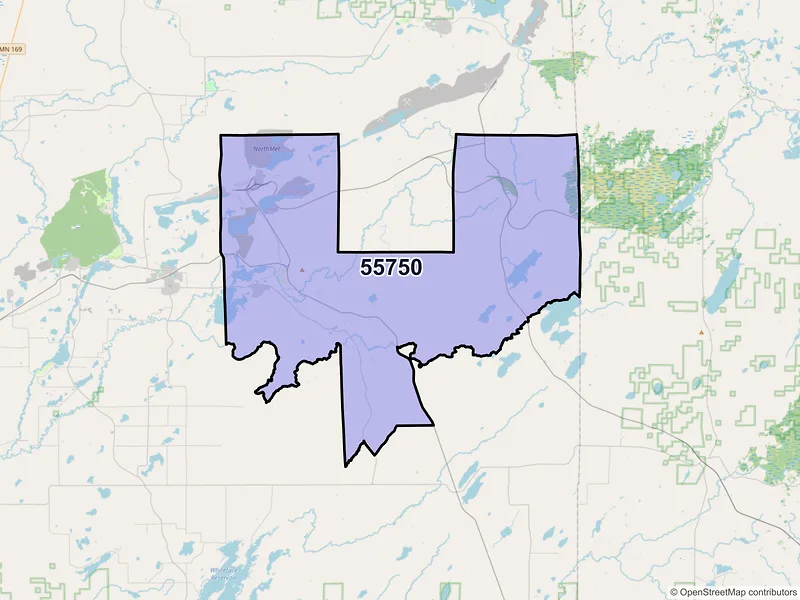 Map of Hoyt Lakes, Minnesota and ZIP codes