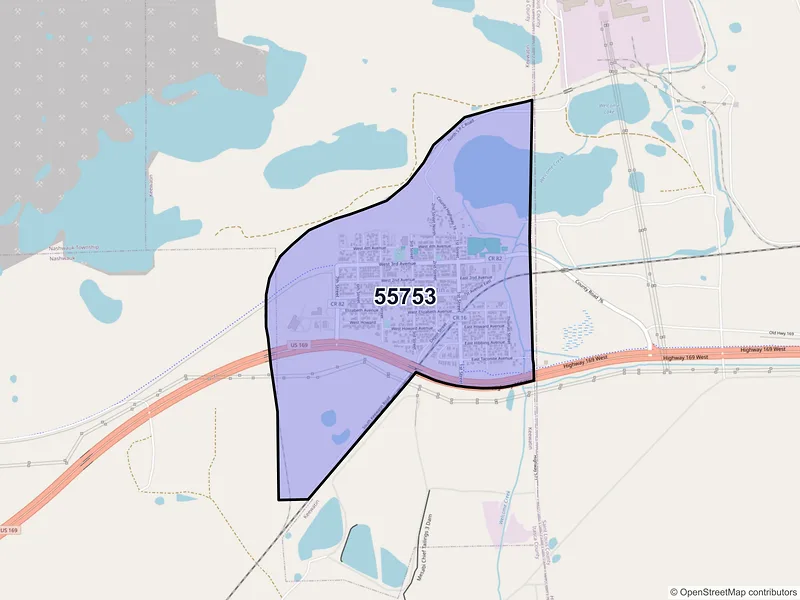 Map of Keewatin, Minnesota and ZIP codes