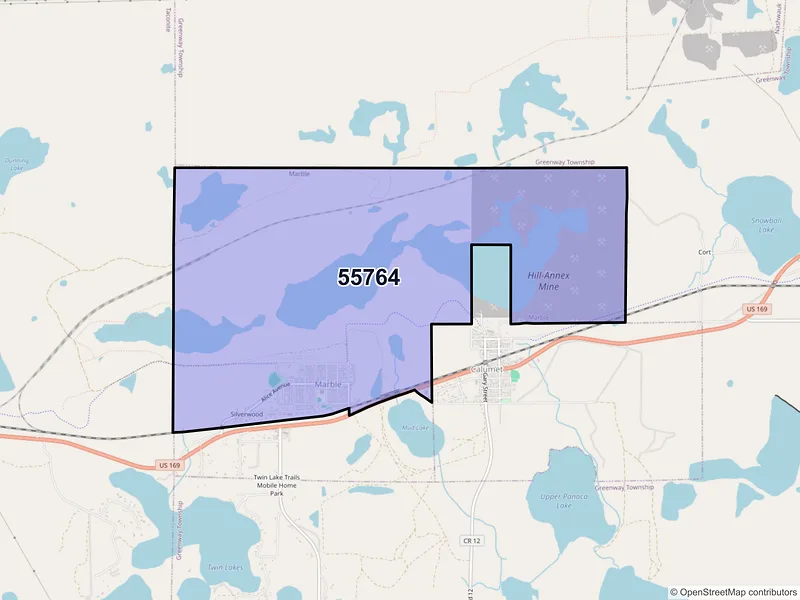 Map of Marble, Minnesota and ZIP codes