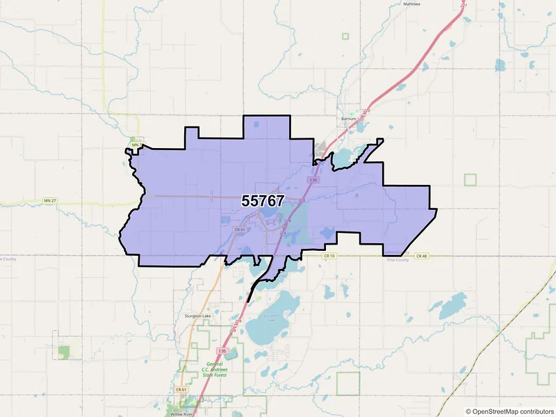 Map of ZIP Code 55767 — Moose Lake, MN