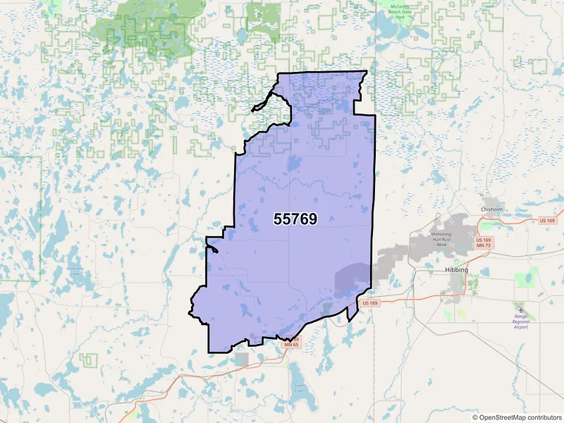 Map of Nashwauk, Minnesota and ZIP codes