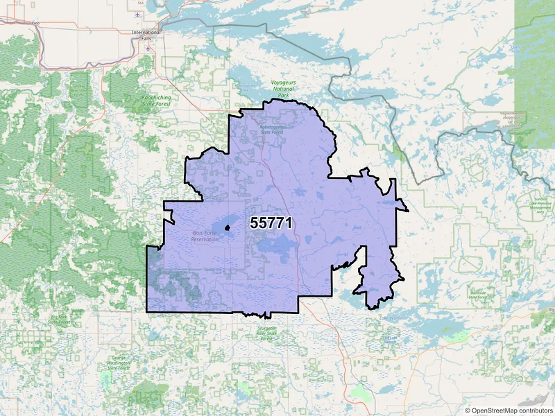 Map of ZIP Code 55771 — Orr, MN