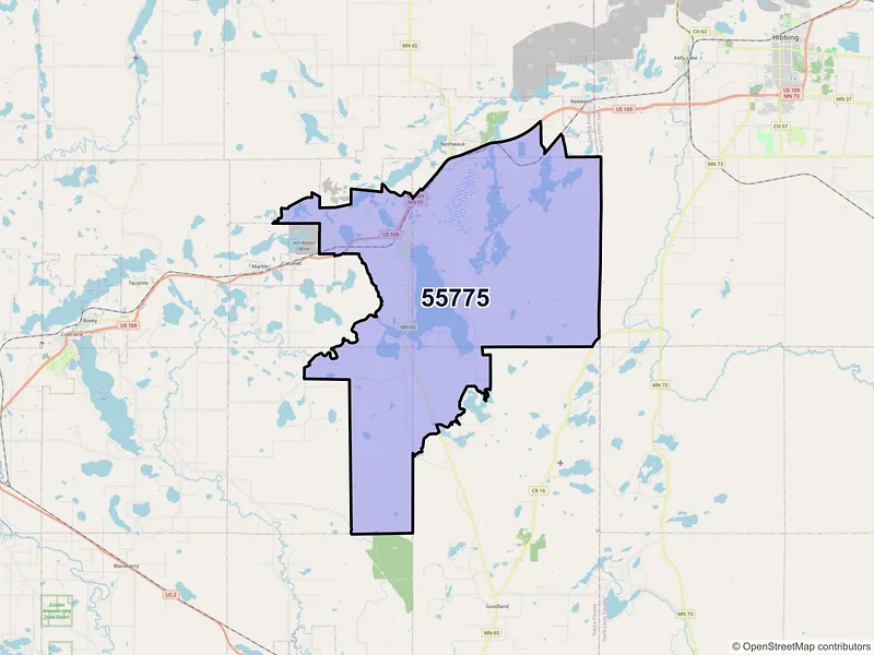 Map of ZIP Code 55775 — Pengilly, MN