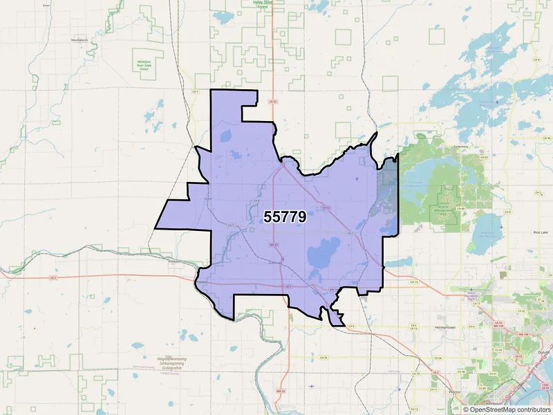 Map of ZIP Code 55779 — Saginaw, MN