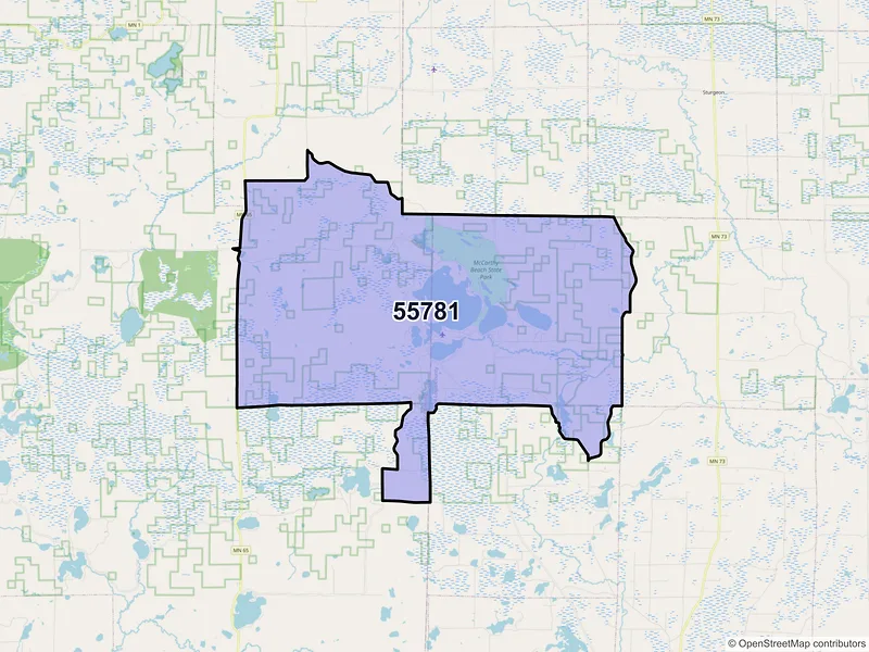 Map of Side Lake, Minnesota and ZIP codes