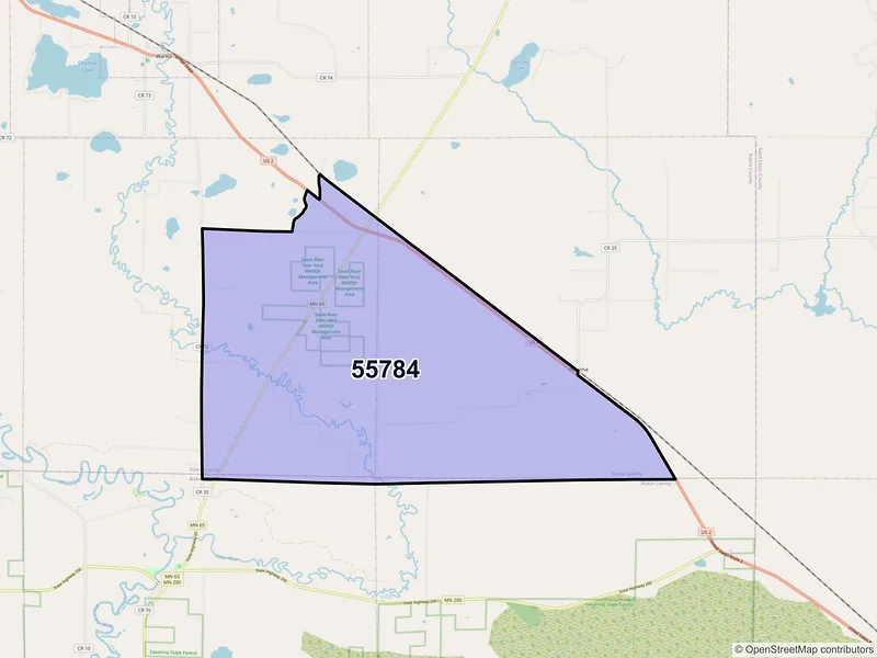 Map of ZIP Code 55784 — Swan River, MN