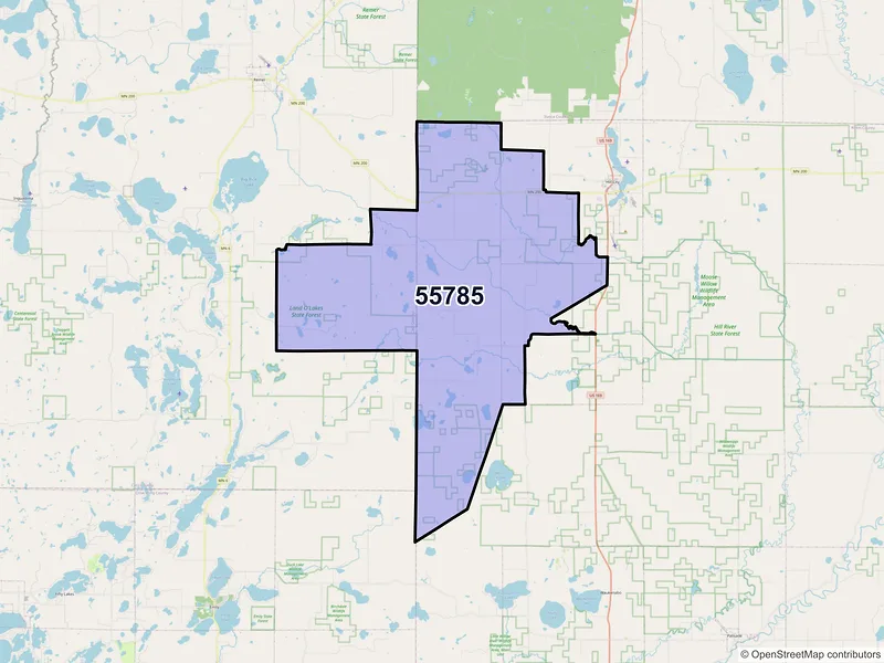 Map of ZIP Code 55785 — Swatara, MN