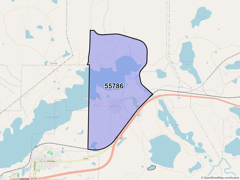 Map of Taconite, Minnesota and ZIP codes