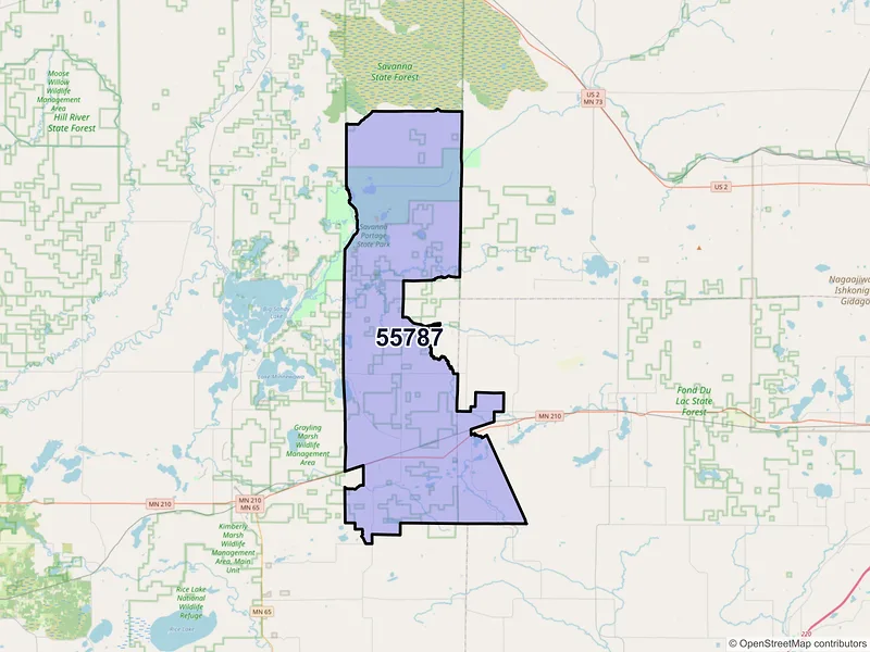 Map of ZIP Code 55787 — Tamarack, MN