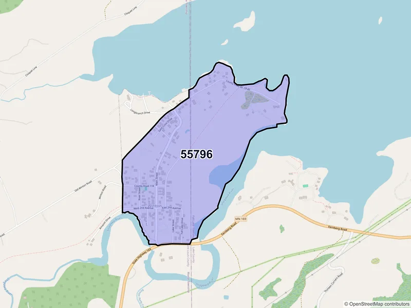 Map of ZIP Code 55796 — Winton, MN