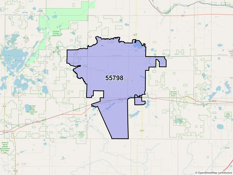 Map of ZIP Code 55798 — Wright, MN