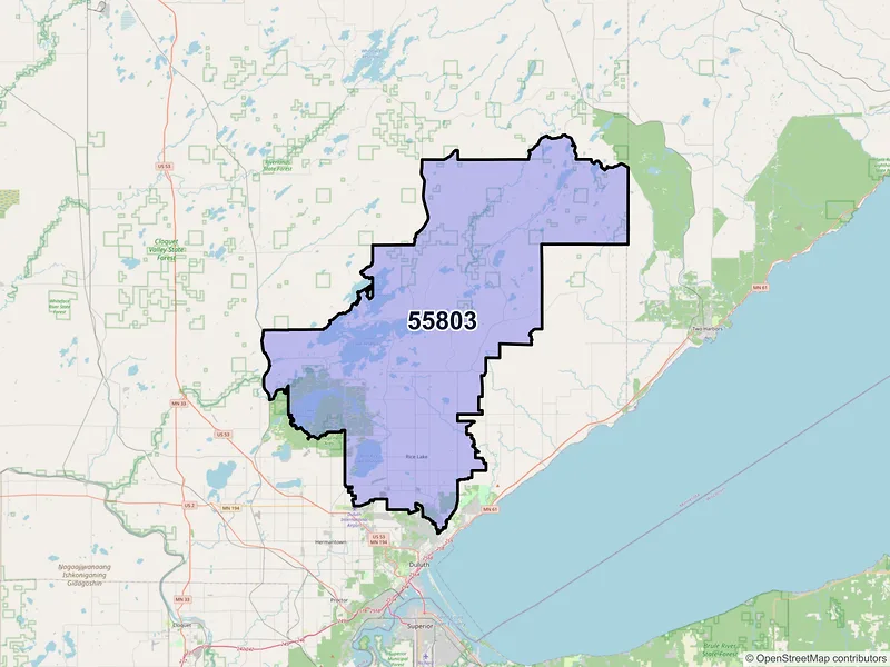 Map of ZIP Code 55803 — Duluth, MN