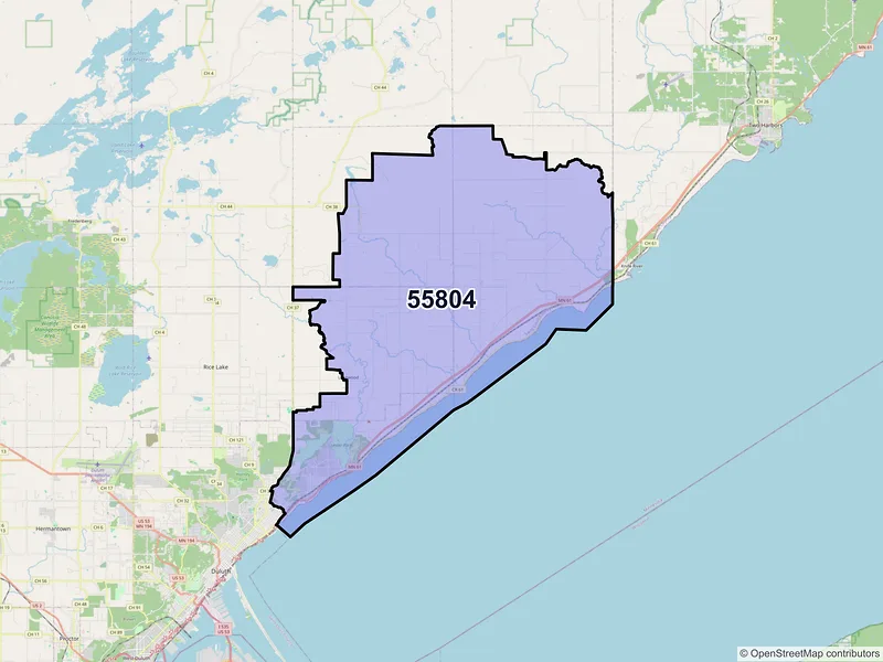 Map of ZIP Code 55804 — Duluth, MN