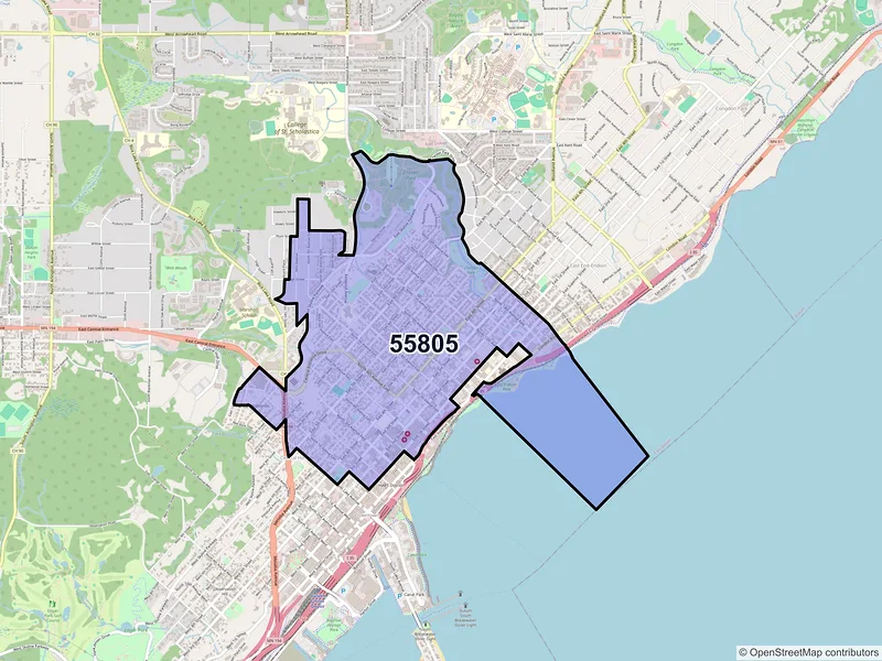 Map of ZIP Code 55805 — Duluth, MN