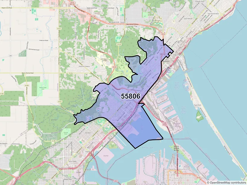 Map of ZIP Code 55806 — Duluth, MN