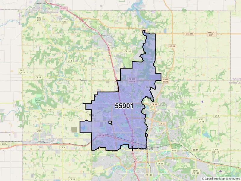 Map of ZIP Code 55901 — Rochester, MN