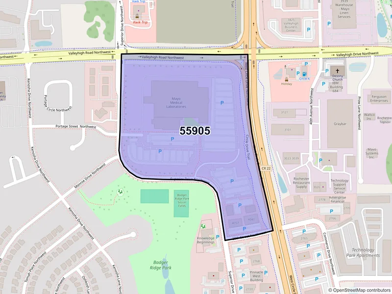 Map of ZIP Code 55905 — Rochester, MN