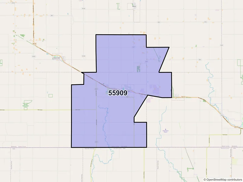 Map of ZIP Code 55909 — Adams, MN