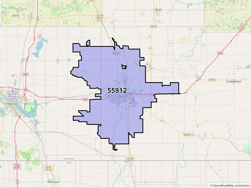 Map of ZIP Code 55912 — Austin, MN