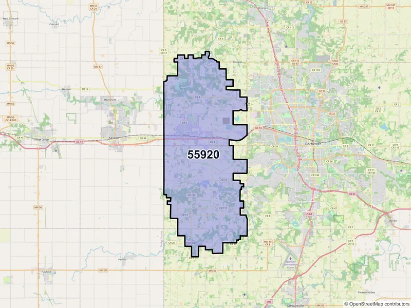 Map of ZIP Code 55920 — Byron, MN