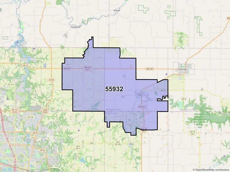 Map of ZIP Code 55932 — Elgin, MN