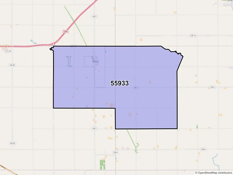 Map of ZIP Code 55933 — Elkton, MN