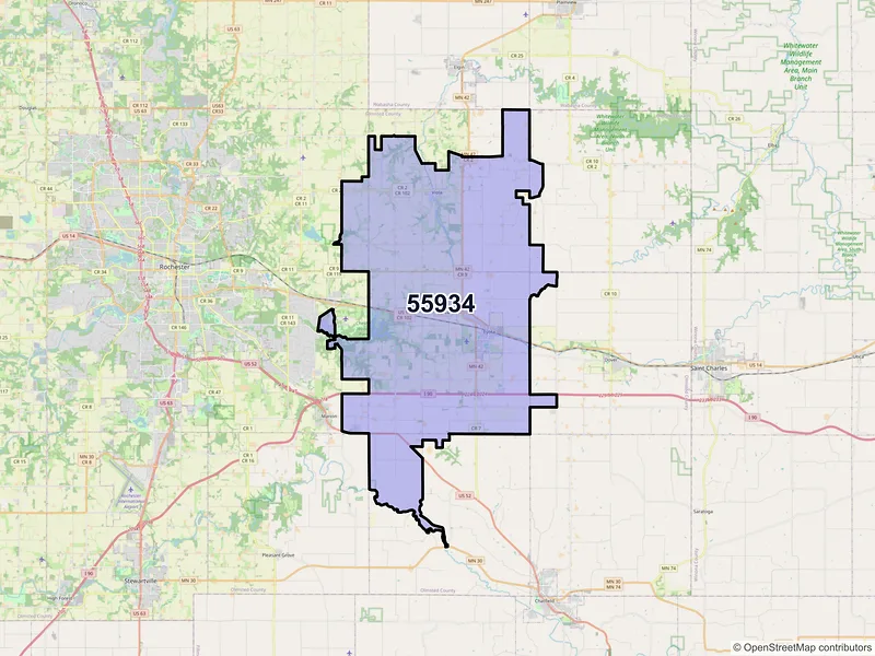Map of ZIP Code 55934 — Eyota, MN