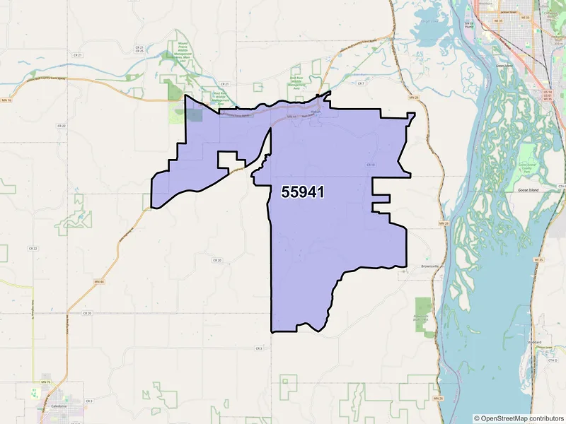 Map of Hokah, Minnesota and ZIP codes