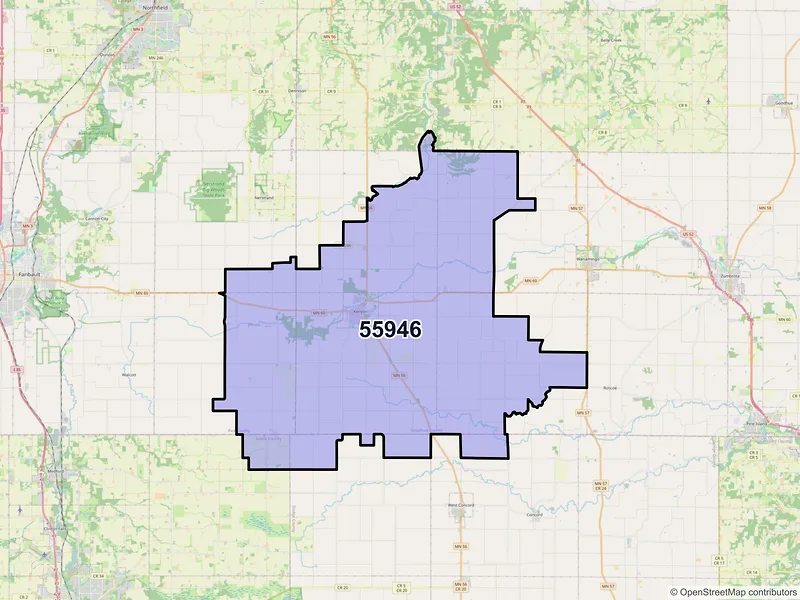 Map of ZIP Code 55946 — Kenyon, MN