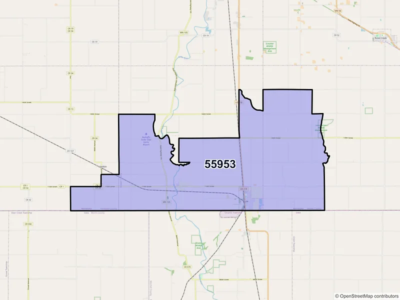 Map of ZIP Code 55953 — Lyle, MN